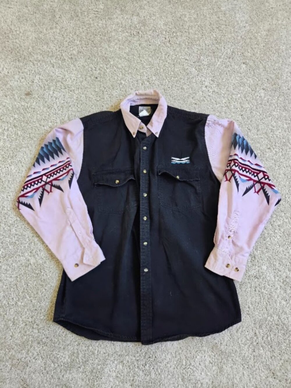 VTG Express Rider Native American Western Button Up Cowboy Pre-Owned SZ Med.